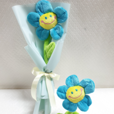 안산 플라워마트 스마일꽃인형 한송이 꽃다발, 스마일꽃인형 한송이 꽃다발블루, 1개