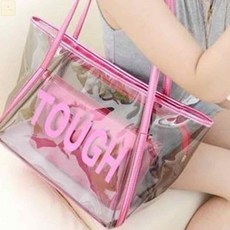 목욕탕가방 핫핑크 파우치 투명