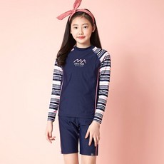 베이직엘르 ] 여아동 스트라이프 상하+수모 SET 생존수영복 BEHR690N 2970670