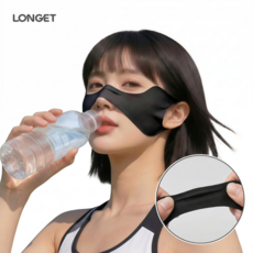 LONGET 자외선차단 나비형 코마스크 숨쉬기편한 UV골프마스크, 2개, 검정색
