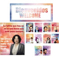 히스패닉 문화 유산의 달 포스터 15개 | 히스패닉 유산 교실 장식 | 학교용 이중 언어 인용문 | 수채화, 15 수채화 포스터