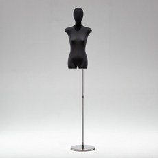 黑色扁身模特道具平胸韓版半身櫥窗陳列女裝服裝店模特展示架全身櫥窗模特兒 擺攤人檯模特兒 人形模特兒, 黑扁身/鏡面加厚圓盤/帶頭