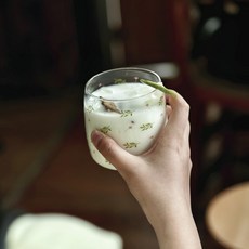 ins夏季玻璃杯復古小碎花果汁飲料杯玻璃冷飲牛奶咖啡耐高溫杯子, 1個, 矮款綠葉杯:301-400ml