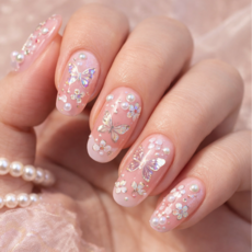 제이릿뷰티 젤네일 아트 파츠 전통 자개 스티커, 1개, 나비와꽃