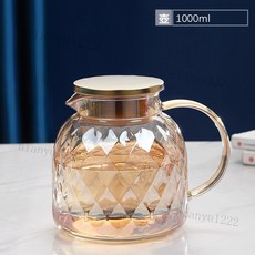 錘紋玻璃冷水壺 1000ml 耐熱冷水壺, 1000ml金色, 1個