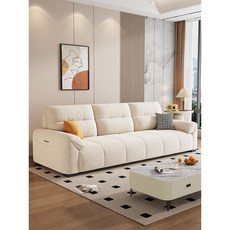 貓抓布/絨布沙發，奶油風客廳三人位沙發，現代簡約設計, 詳見包裝, 詳見包裝, 2.2米直排三人位,動感舒適海綿 貓抓絨{海綿旗艦版}