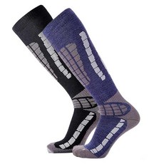 Pure Athlete 스키 양말 따뜻한 메리노 울 - 최고의 경량 얇은 스키 스노보드 양말 여성용 남성용(1쌍 - 실버/그레이 라지-XL), 2쌍 - 블랙/그레이 + 블루/실버