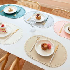 노아갤러리 방수 고급 식탁 가죽 테이블 매트 2p 45x30cm, 2개, 30x45, 크림