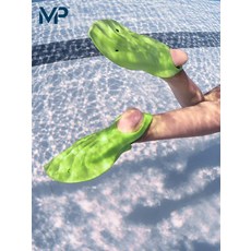 한행 숏오리발 개구리형 수영장비 접영 초경량, 형광녹색