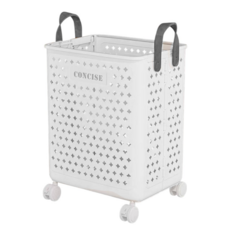 新款附輪子折疊洗衣籃 洗衣籃 髒衣籃 大容量洗衣籃 手提洗衣籃 分類籃 縫隙收納籃 洗衣周邊, 白色