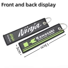 가와사키 닌자 키 체인 수정 된 오토바이 양면 자수 오토바이 키 체인 마운틴 버클 펜던트 장식, 03 Key Chain-Kn