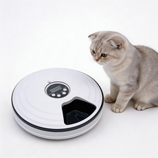 自動餵食器 語音呼喚 6餐格 x 128ml 大容量, 白色, 1個, 2L