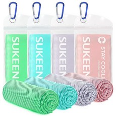 Sukeen 더운 날씨용 쿨링 타월 4팩 101.6 x 30.5cm(40 x 12인치) 남성 및 여성용 체육관 타월 요가 달리기 스포츠 등을 위한 부드럽고 통기성이 좋, 핑크/모브/ 민트 그린/블루