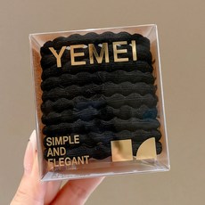 YEMEI 黑色高彈力髮圈 簡約質感髮繩, 黑色, 1個