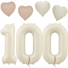 파파 파티 크림 하트 대형 숫자 기념일 생일 풍선 세트, 1세트, 크림 100 + 하트4p