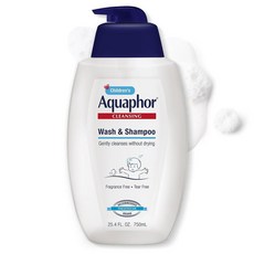 Aquaphor 아동용 바디 워시 및 샴푸 무향 티어프리 샴푸 워시 소아과 의사 추천 브랜드 700ml25.4온스 펌프 병 131080, 1 Fl Oz (Pack of 1)