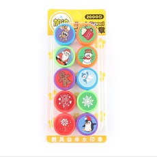 熱賣品 兒童印章 卡通圣誕節節日小禮品彩色蓋章 獎勵小圓印章10個盒裝, 1個, 圣誕隨機十個一盒
