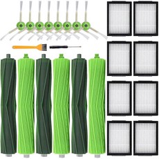 룸바 j7 j7+ /플러스 E5 E6 E7 i7 i7+ i3+ i4+ i6+ i8 진공청소기 보충 키트 2 세트 롤러 브러시 필터 8개 사이드 브러시 8개에 호환됩니다, White Side Brushes