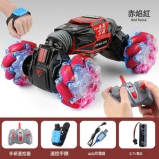 DIU 手勢感應扭變車兒童禮品玩具越野遙控車四驅漂移特技車, 1個, 2219雙遙控-紅色(靜音款):如圖