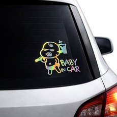 차량용 아기 탑승 스티커 베이비 온보드 반사 자동차 후면 유리 데칼 단품, 1개, Baby in Car
