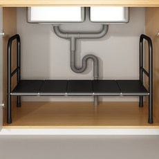 Tiger Pavilion 폭조절 싱크대 하부장 정리선반 1단 5보드, 블랙, 1개