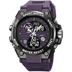 Findtime 오렌지 남성용 시계 밀리터리 패션 다채로운 시계 방수 LED 백라이트 알람 스톱워치 기능 아날로그 디지털 전자 쿼츠 스포츠 남성용 손목 시계 퍼플. 캐주얼