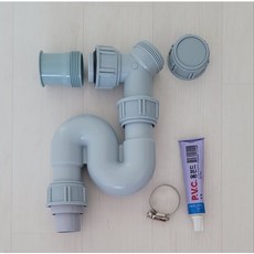 음식물처리기 설치 s트랩 세트 웨이스트킹 인싱크이레이터 등 호환(연결구+역류방지유니온너트 or 막힘형캡 + pvc 본드+ 강철호스밴드)