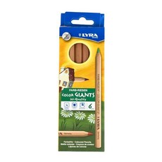 해외 LYRA 컬러 자이언트 색연필 - 6.25mm 래커 없음 6가지 색상 3931060 미국매장정품+ 1894594, 6 Count (Pack of 1)., Unpainted