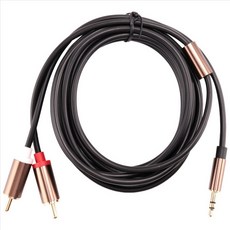 잭 3.5mm ~ 2 RCA 오디오 케이블 보조 스플리터 3.5mm 스테레오 수컷에서 수컷 RCA 어댑터 2 스피커 케이블 1m, 총 검은 색