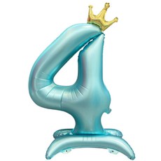 스마일파티 초대형 100cm 스탠딩 왕관 숫자 풍선 자립형, 1개, 블루4