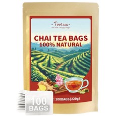 TeeLux 카모마일 라벤더 티백 & 레몬 밤 허브 티 카페인 프리 진정 및 기분 좋은 아로마 100개, 차이 홍차, 100개입 (1팩), 1, 100