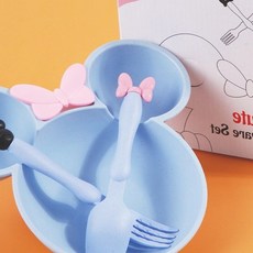 캐릭터 이유식 식판 아기 나비 토끼 영아 흡착 분리 칸막이 이유기, 1개, 상세페이지 참조, 1귀요미식기-핑크