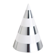 피플스파티 생일파티 메탈릭 스트라이프 고깔모자 6개입, 메탈릭실버