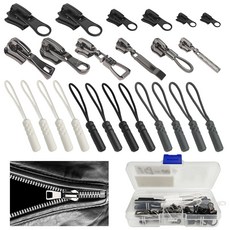 금속 지퍼머리 지퍼 고리 손잡이 수리 세트 만능 옷 지퍼고리 지퍼끈 지퍼 수선 부자재 24개 수지/나일론/메탈지퍼 적용