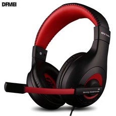 DFMEI 歐凡X4頭戴式電競遊戲耳機 電腦語音耳麥 L0L有線麥克風, 黑紅, 如圖