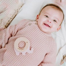 촉감놀이 나무 반지 실리콘 코끼리 결합 아기 치발기 손 장난감 어린이집, 그레이, 1개