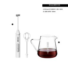 휴대용 USB 충전식 계란 베이킹 도구 라떼 제조기, 화이트 + 엘프 쉐어링 포트 500ml, 기본 모델명/품번