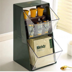 탕비실 사무실 다용도 티백 캡슐커피 정리함 아크릴 수납함 정리함, 초록(녹색), 1개