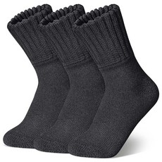 SUNOVELTIES 여성용 메리노 울 양말 3켤레 겨울 스키 따뜻한 부츠 양말 남성용 보온 두꺼운 아늑한 하이킹용 검정색, 다크 그레이 X3