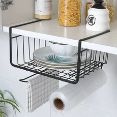 베로디 다용도 걸이식 언더선반 도마 키친타올 수납, 글로시 블랙, 1개