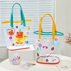 쌍문상회 투명큐티비치백 숄더백 망사 수영 여행 방수 물놀이