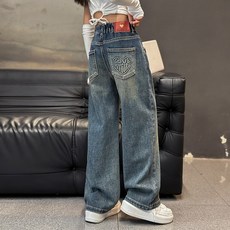 Joyoki 여아 청바지 초등학생 중학생 밴딩 봄가을 청바지