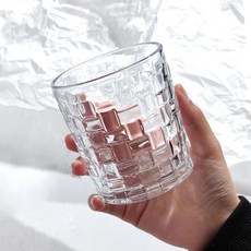 新款高顏值水晶玻璃杯ins風彩色編織喝水杯子女生網紅威士忌酒杯, 1個, 透明【編織杯】:301-400ml