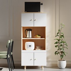 PercyLy 전자레인지선반 주방 사물함 진열대 오크화이트, 5단