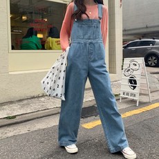 [순이야] C.여성 빅사이즈 멜빵 와이드 통바지