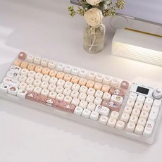 독거미F98pro 투명 맞춤 기계식 키보드 3모드 무선 블루투스 포함 마작 사운드, F98pro  화이트 + 일본 캣  버전, 벚꽃 스위치 마작 사운드 리니어 필 40g