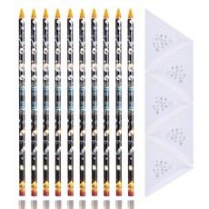 JERCLITY 10피스 옐로우 리필 라인스톤 피커 펜슬 세트 셀프 접착 네일 도트 왁스 펜 5피스 삼각형 비즈 분류 트레이 네일 아트 장식용, JERCLITY 10피스 옐로우 리필 라인스톤 피커 펜