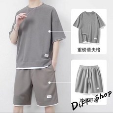 韓版寬鬆休閒運動套裝 短袖上衣 五分短褲 衣服 男裝 t恤 短袖t恤 上衣 短褲 褲子 男裝