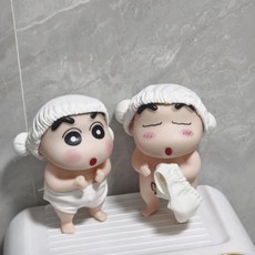 可愛蠟筆小新造型浴室擺件 馬桶水箱層架裝飾品, 白, 1套