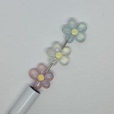 볼펜꾸미기 볼꾸 동대문 DIY 펄 플라워 꽃 클리어 비즈 파츠, 1개, 화이트